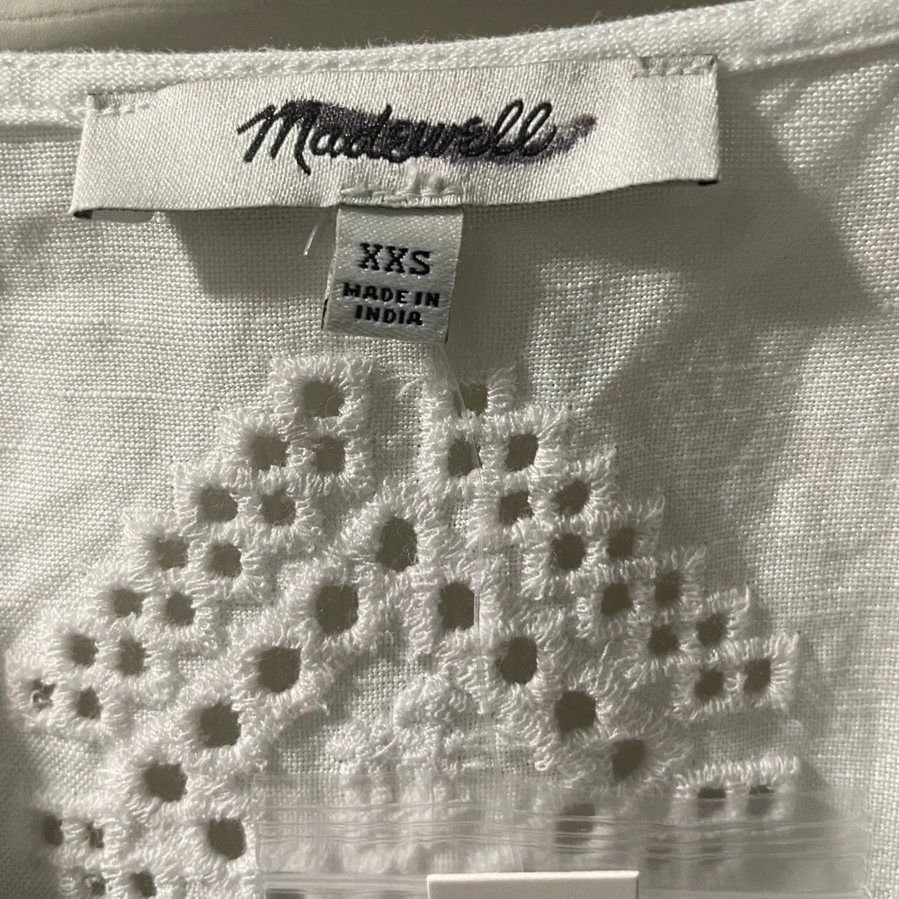 Madewell Eyelet Flutter Sleeve Top, Nwt, Size Xxs - image 8